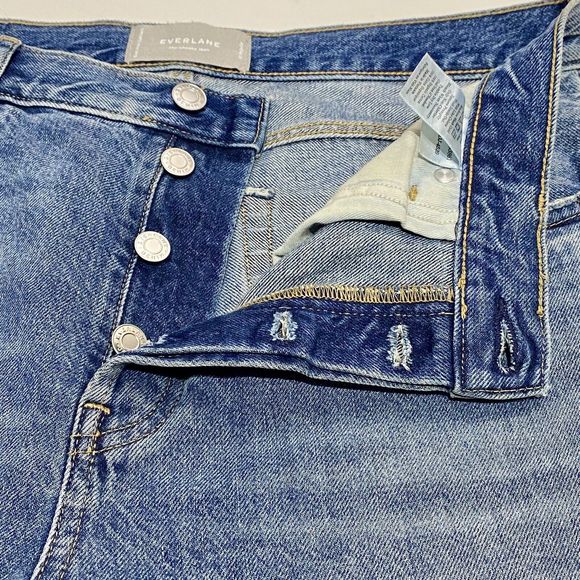 Everlane The Cheeky Jean Size 30 (32x28) Blue Raw Hem Ankle High Rise Distressed - Picture 3 of 13